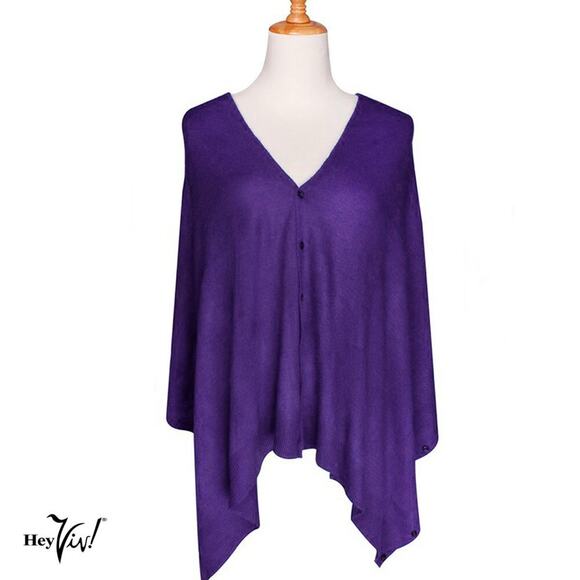 Purple Scarf Shawl Shrug Button Up Style for Casual or Evening 60"x22" - Hey Viv - Picture 1 of 5